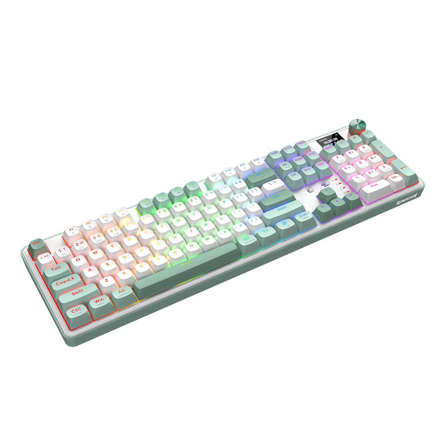 Redragon WYVERN K761 Pro Full-size RGB Wireless Mechanical Gaming Keyboard - White/Green-2