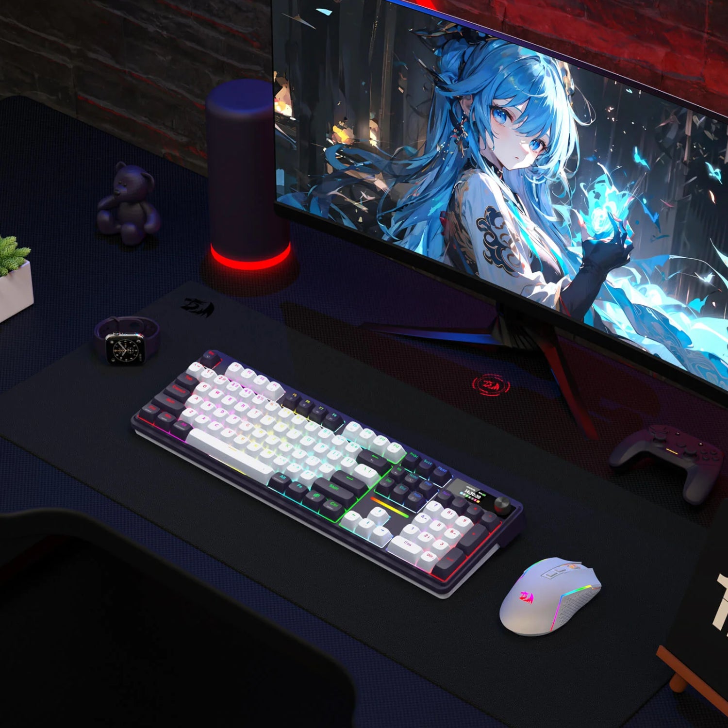 Redragon K762WB-RGB-PRO LCD Full-size Gasket Mechanical Keyboard - Black-5
