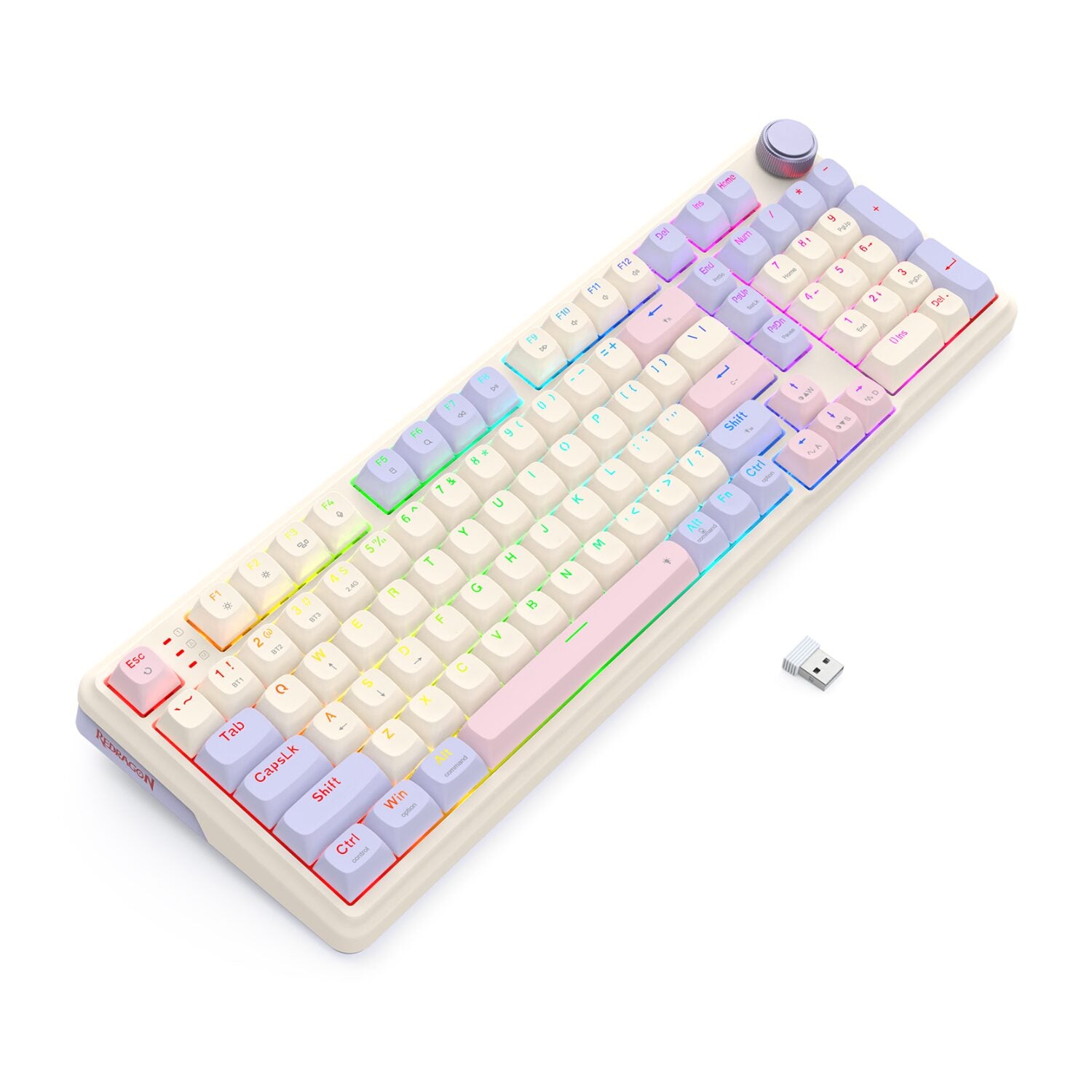 Redragon K768 EISA 100 RGB Wireless Gaming Keyboard - Lilac-4
