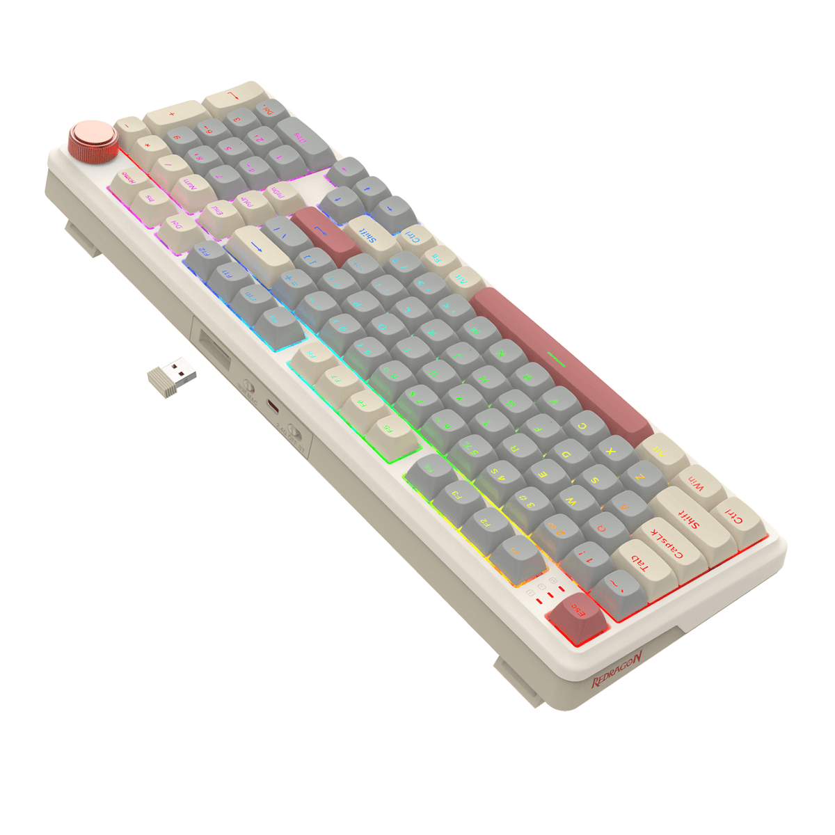 Redragon EISA 100 Retro RGB Wireless Mechanical Keyboard - Cream/Grey-5