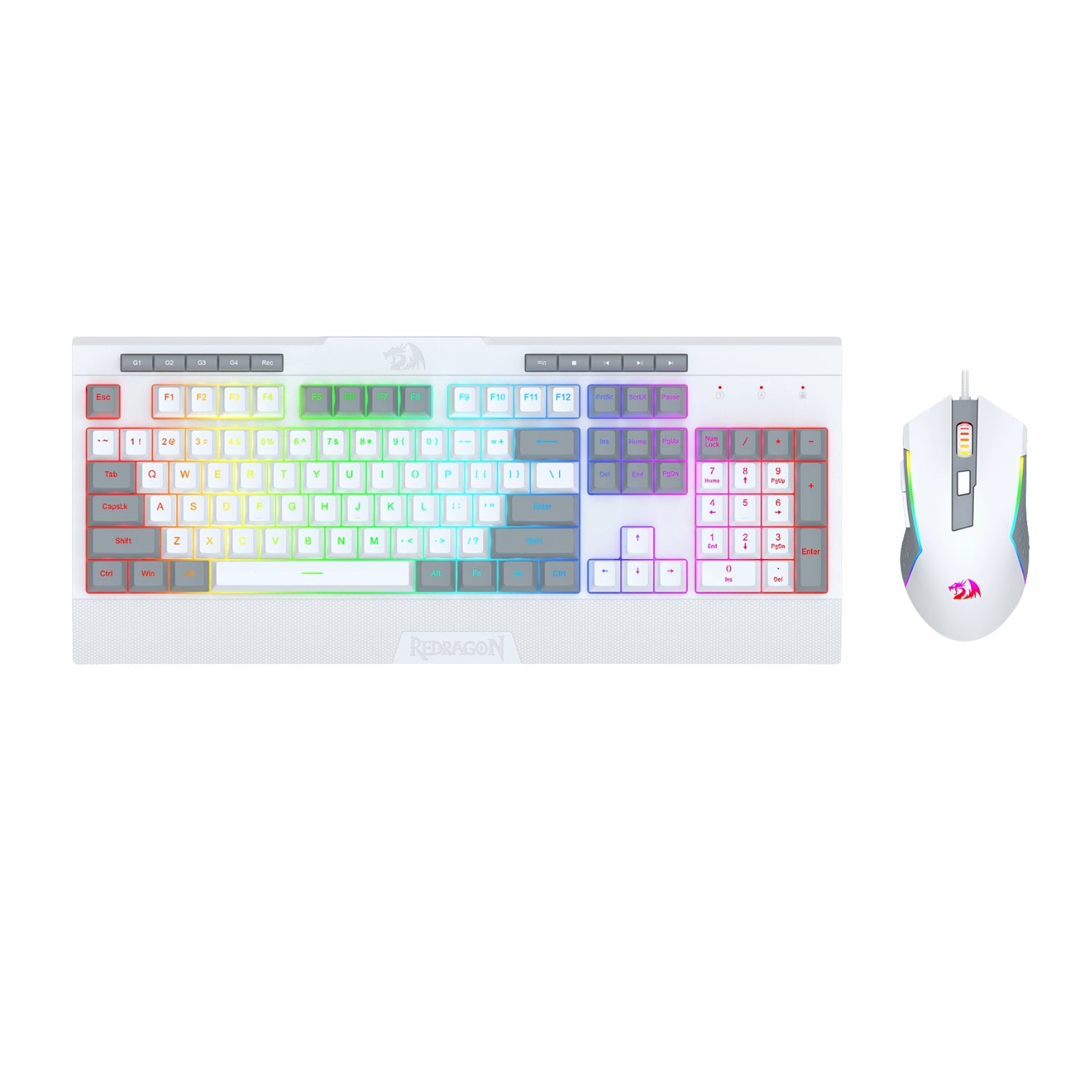Redragon S151 Wired RGB Gaming Keyboard and Mouse Combo - White and Grey-1
