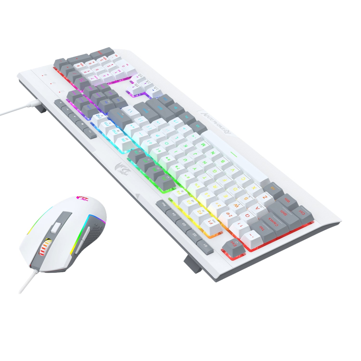 Redragon S151 Wired RGB Gaming Keyboard and Mouse Combo - White and Grey-2