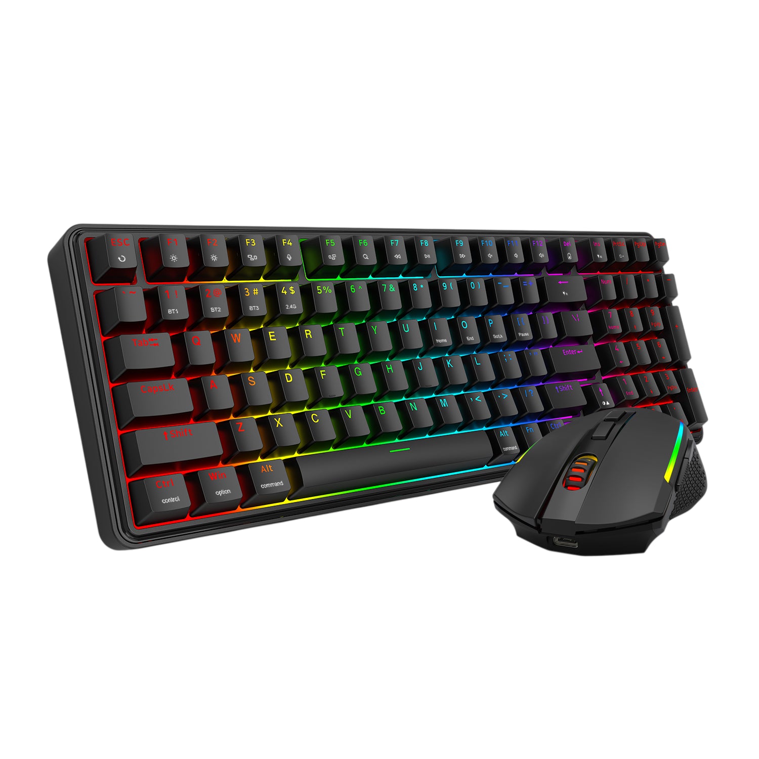 Redragon S162 RGB 3-Mode Wireless Mechanical Gaming Keyboard and Mouse Combo - Black-1