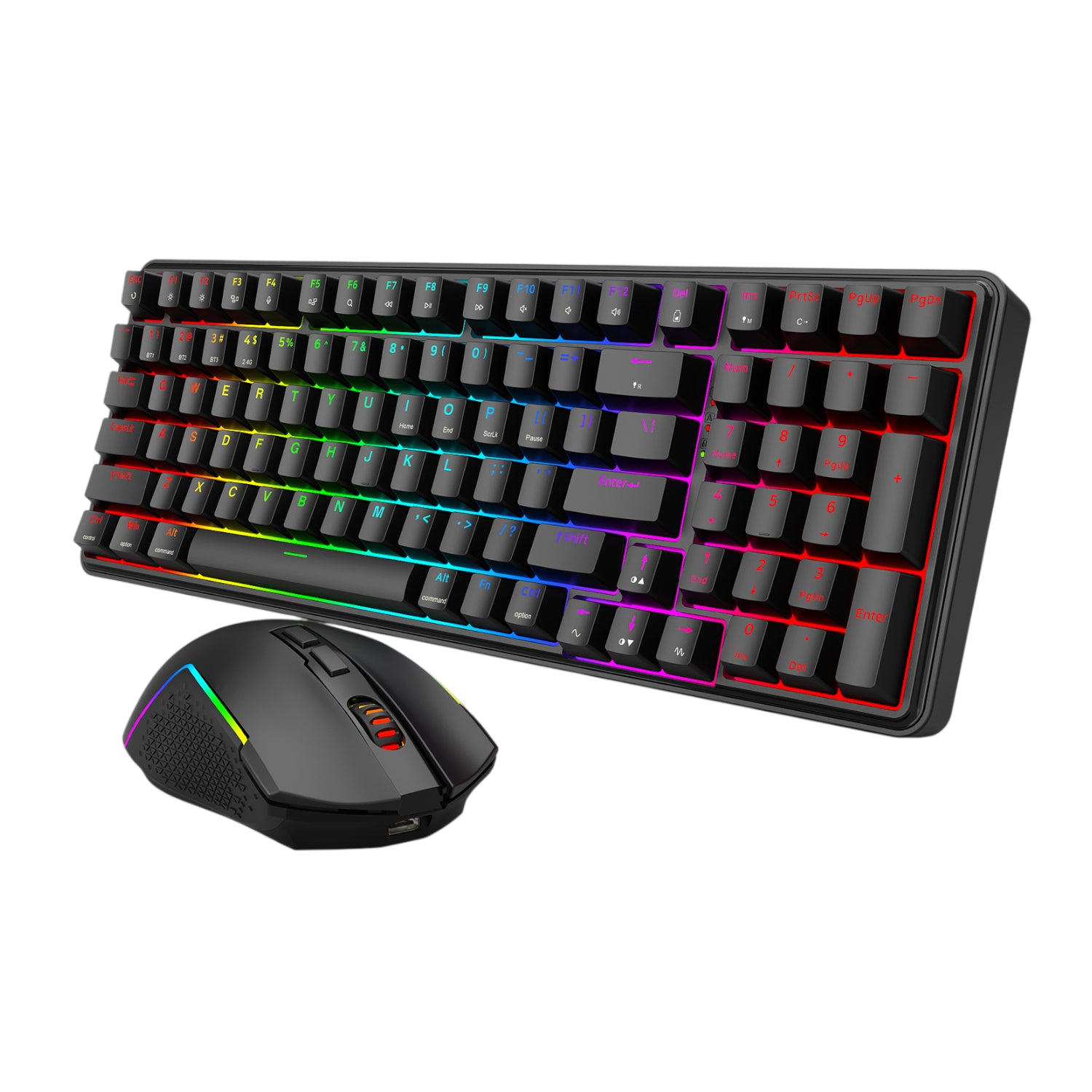 Redragon S162 RGB 3-Mode Wireless Mechanical Gaming Keyboard and Mouse Combo - Black-3