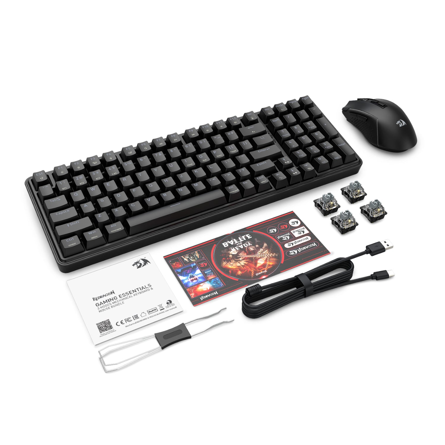 Redragon S162 RGB 3-Mode Wireless Mechanical Gaming Keyboard and Mouse Combo - Black-6