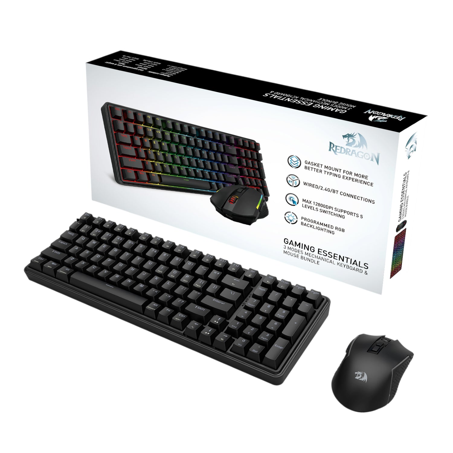 Redragon S162 RGB 3-Mode Wireless Mechanical Gaming Keyboard and Mouse Combo - Black-7