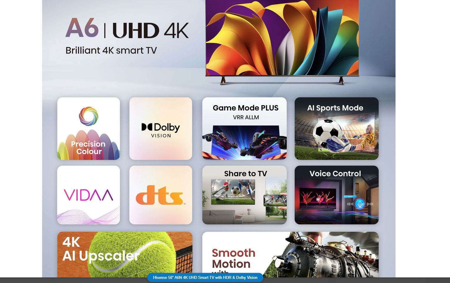 Hisense 50 inch A6N Series Direct LED UHD Vidaa (UNBOXED DEAL)