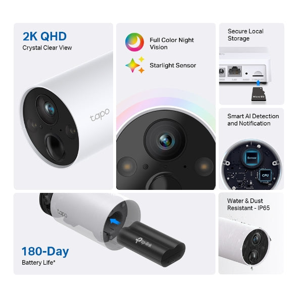TP-Link Tapo C420S1 2K QHD Smart Wire-Free Security Camera 1 Camera System