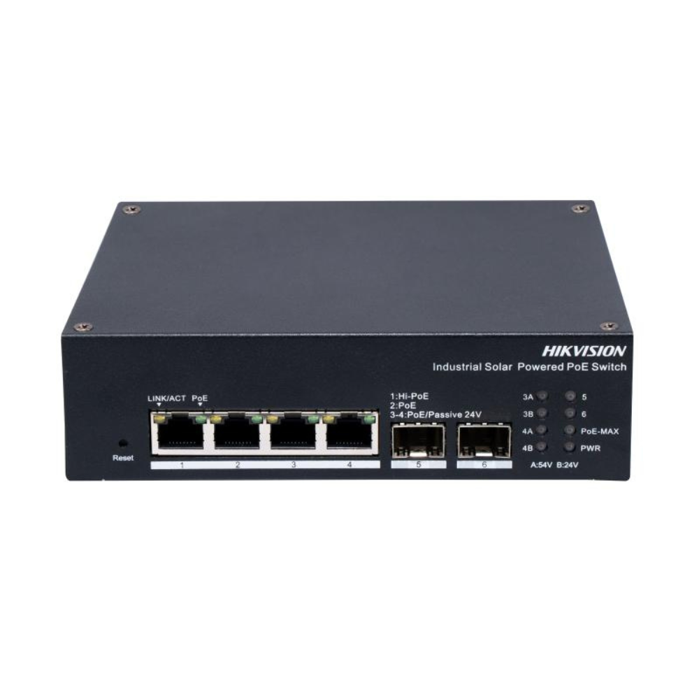 Hikvision 4 Port Gigabit Smart Managed Industrial Solar PoE Switch-0