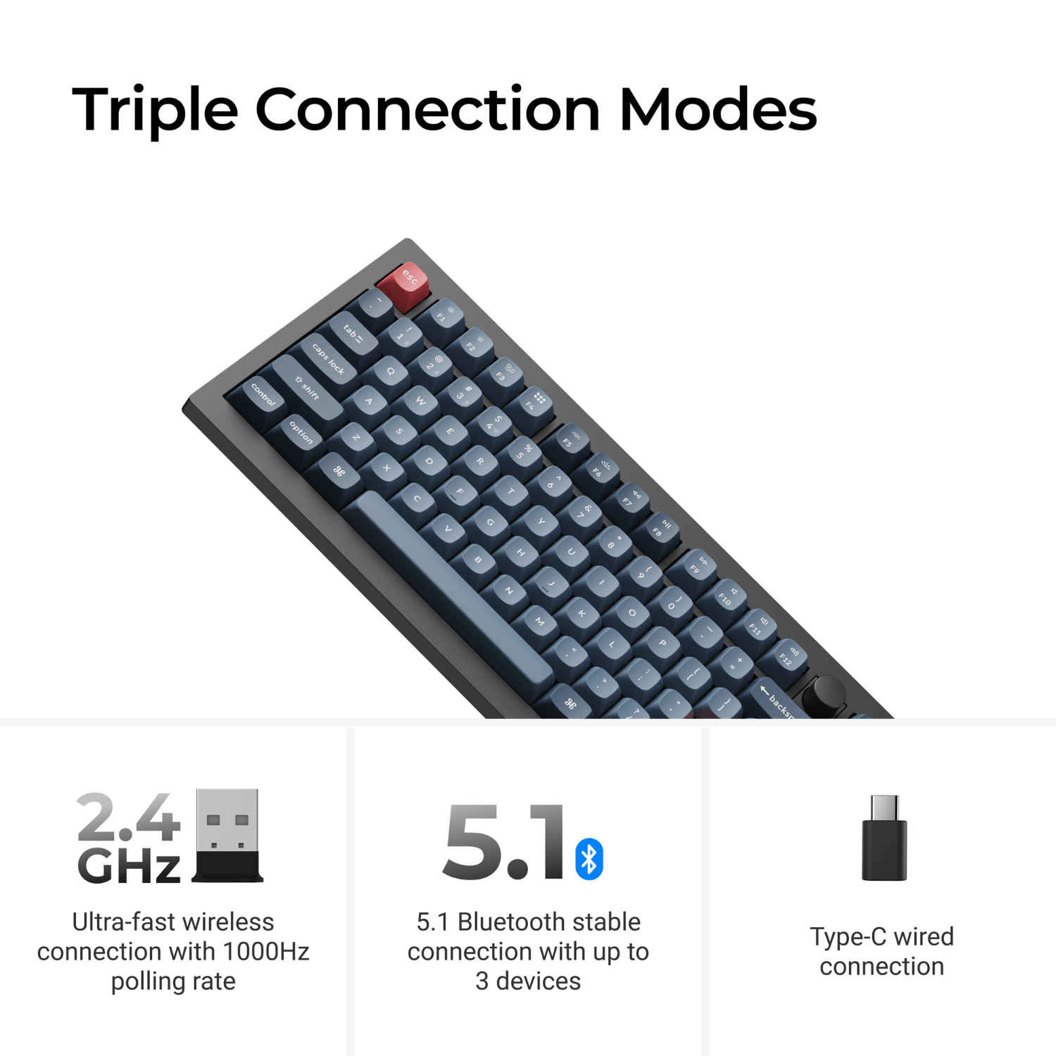 Keychron V3 Max QMK/VIA 80% Wireless Custom Mechanical Keyboard (Brown Switch) – Carbon Black-2