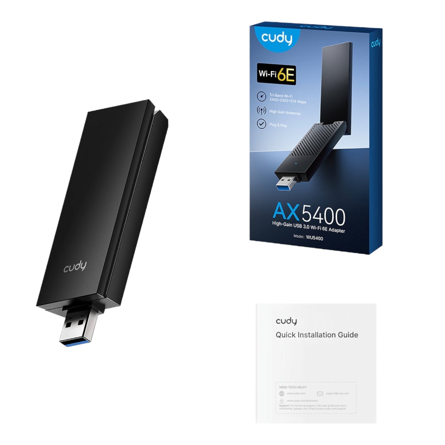 Cudy AX5400 Wi-Fi 6E USB 3.0 Tri-Band High-Gain Adapter-Black-4