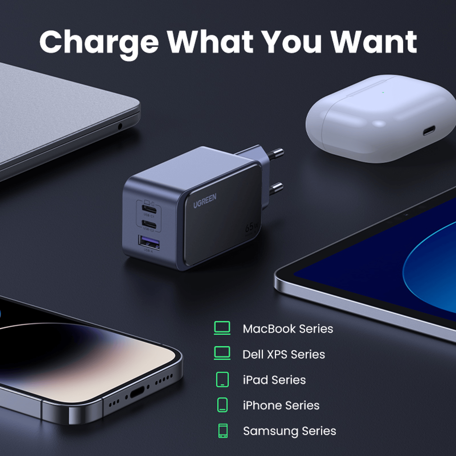 UGREEN Nexode 65W 3-Port Charger-2