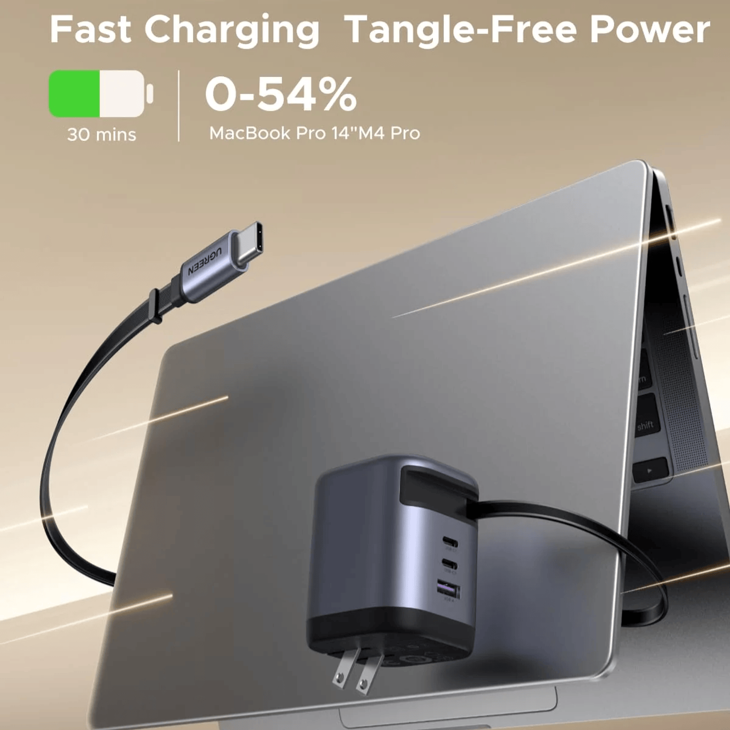 UGREEN Nexode 100W Charger with Retractable USB Type-C Cable-1