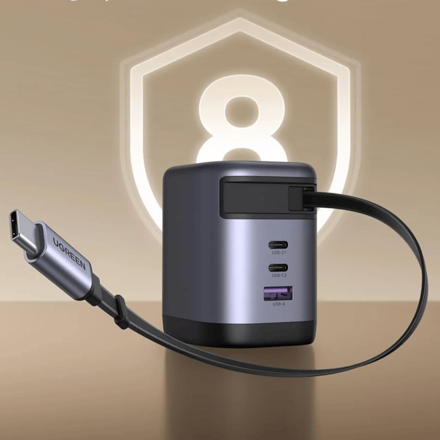 UGREEN Nexode 100W Charger with Retractable USB Type-C Cable-2