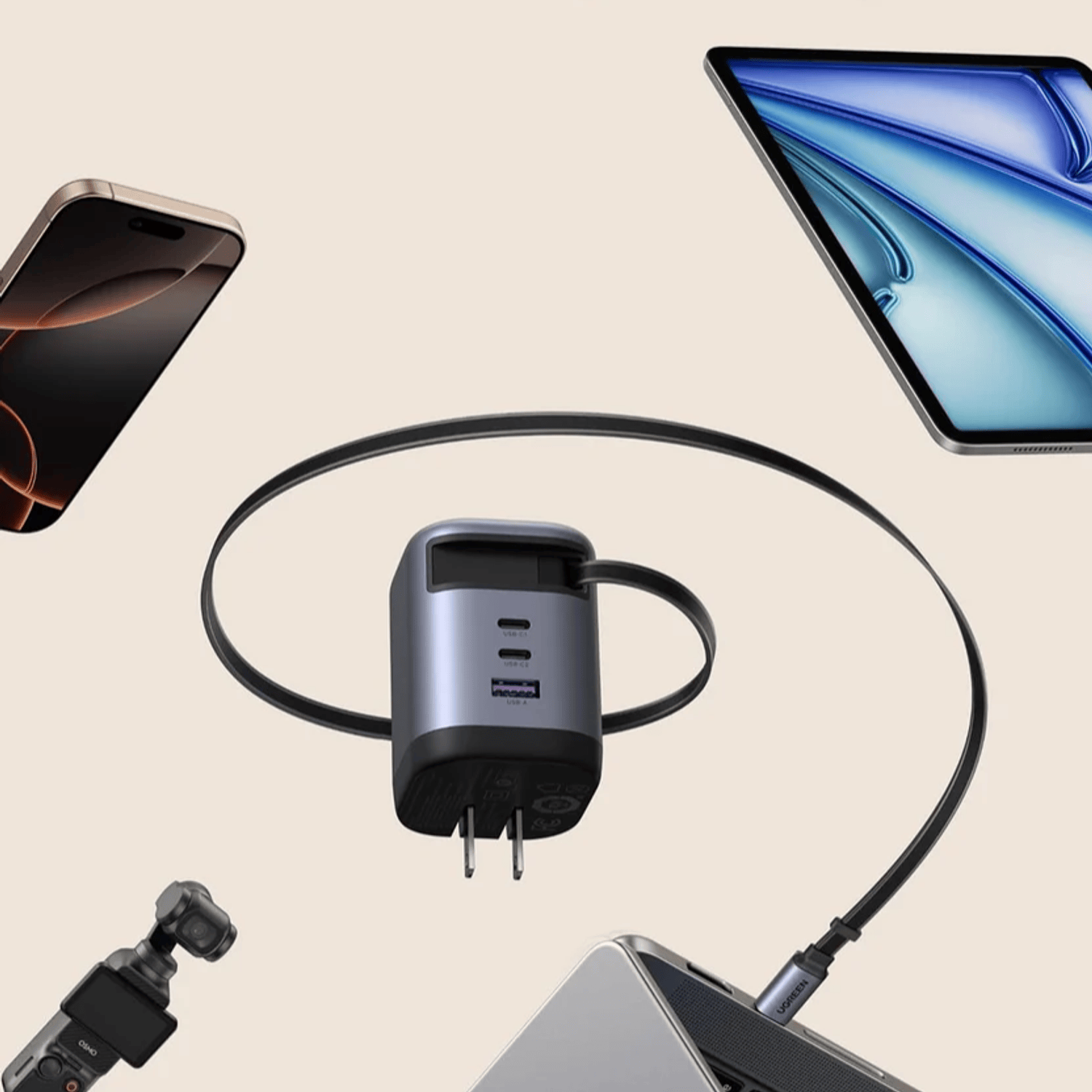 UGREEN Nexode 100W Charger with Retractable USB Type-C Cable-4