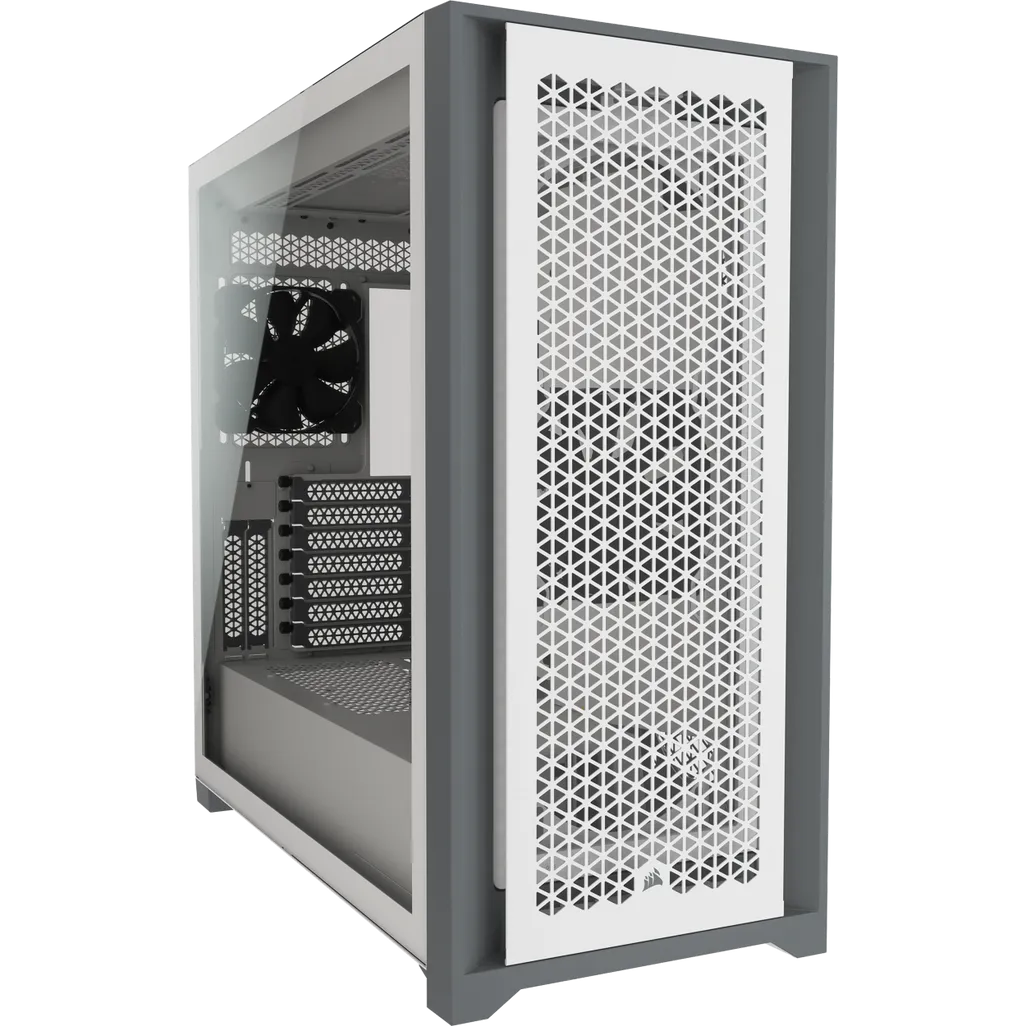 5000D Airflow Tempered Glass Mid-Tower; White - 4x3.5''; 2x2.5''; Up to 360mm Liquid Coolers - ATX Chassis