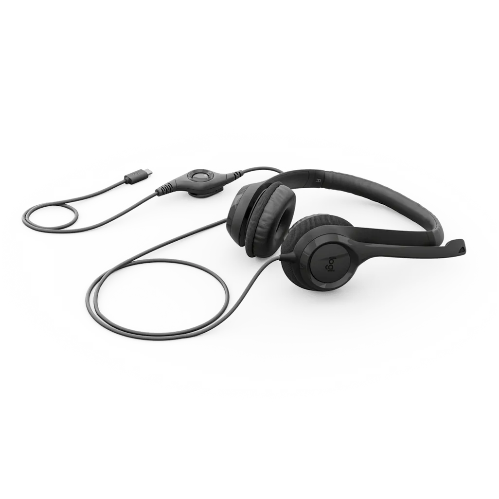 LOGI H390 981-001576 Black USB-C Stereo headset adjustable headband Noise cancelling Mic rotating microphone