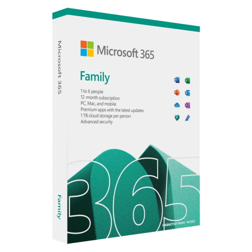 Microsoft 365 Family  Africa Only Medialess  1 Year Subscription