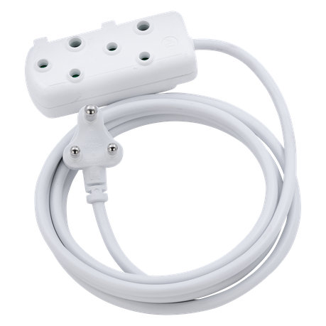 SWITCHED Light DUTY SBS EXTENSION LEADS 2 x 16A Socket 5m - White