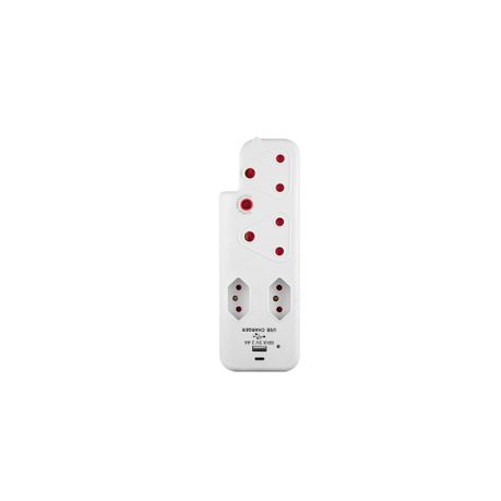 SWITCHED 3 PIN Adaptor-2x16A2X5A 3PIN Euro+Medium Surge+Type C+Type A
