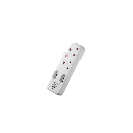 SWITCHED 3 PIN Adaptor-2x16A2X5A 3PIN Euro+Medium Surge+Type C+Type A