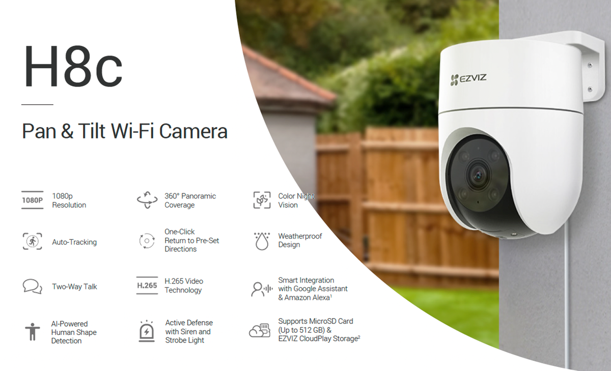 EZVIZ H8C Full HD Outdoor Pan/Tilt Security WiFi Camera