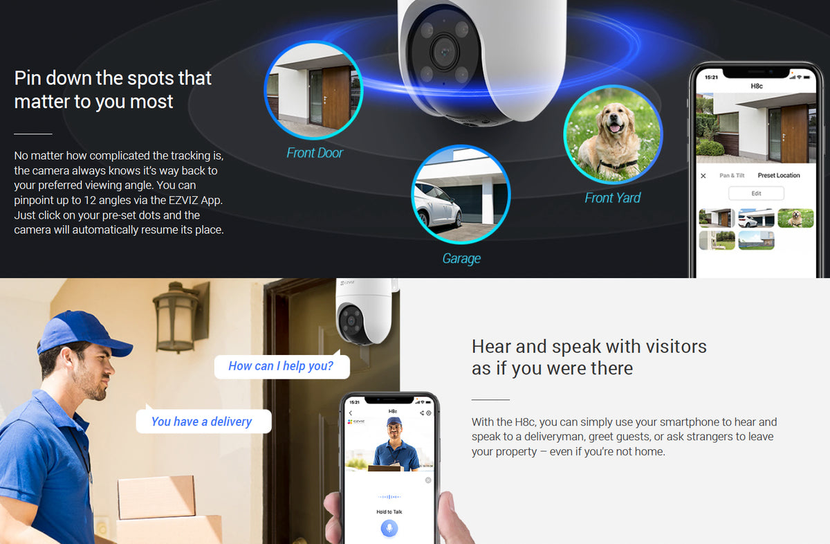 EZVIZ H8C Full HD Outdoor Pan/Tilt Security WiFi Camera