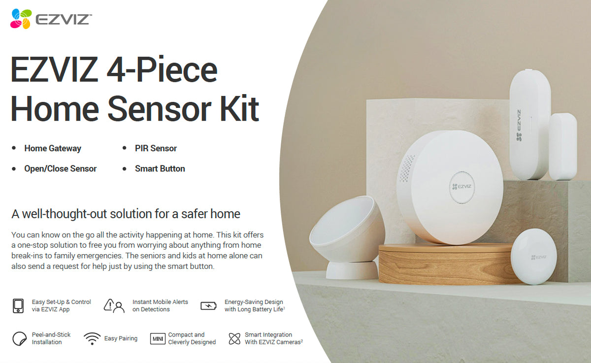 EZVIZ B1 4-Piece Home Security Alarm Sensor Kit