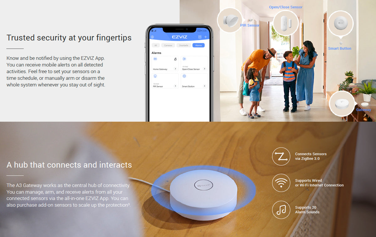 EZVIZ B1 4-Piece Home Security Alarm Sensor Kit