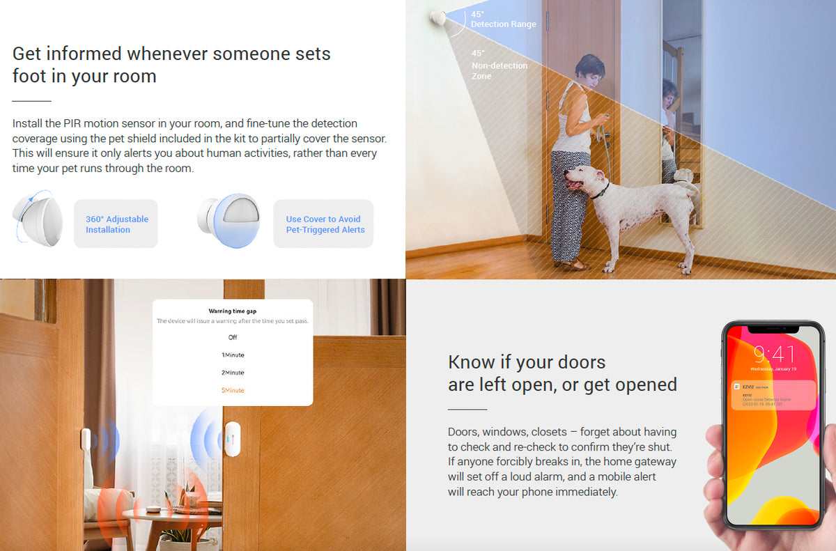EZVIZ B1 4-Piece Home Security Alarm Sensor Kit