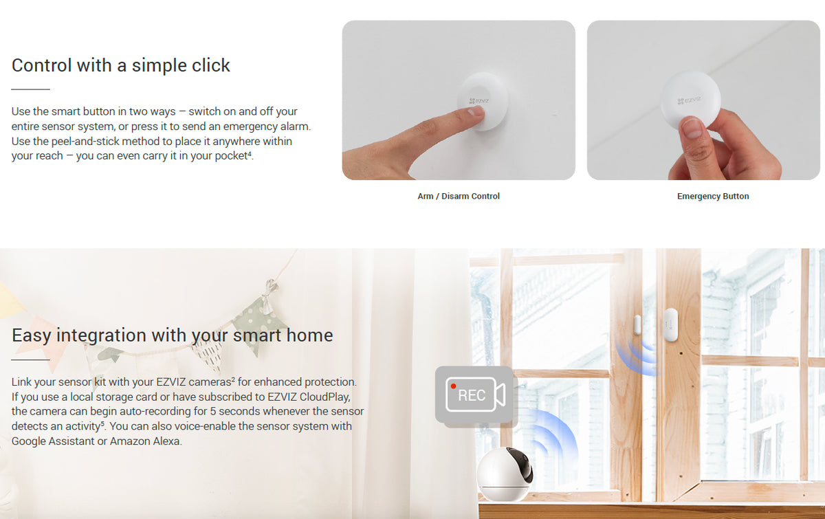 EZVIZ B1 4-Piece Home Security Alarm Sensor Kit