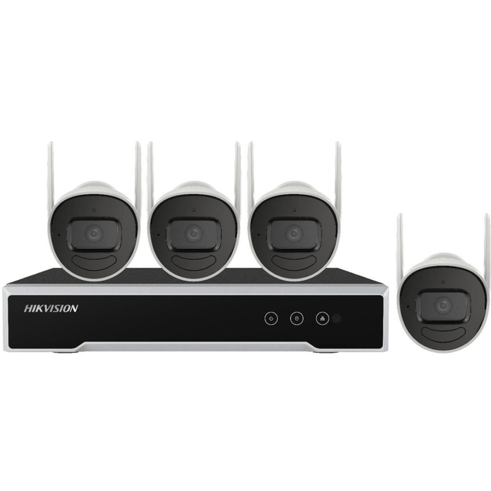 HIKVISION 4MP WIFI BULLET KIT INCLUDES 4 X DS-2CV1041G1-IDW, 1 X DS-7104NI-K1/W/M RJ45 CAT5 UTP CABLE 4 X POWER CABLE 1 X NVR POWER CABLE HDMI 2M
