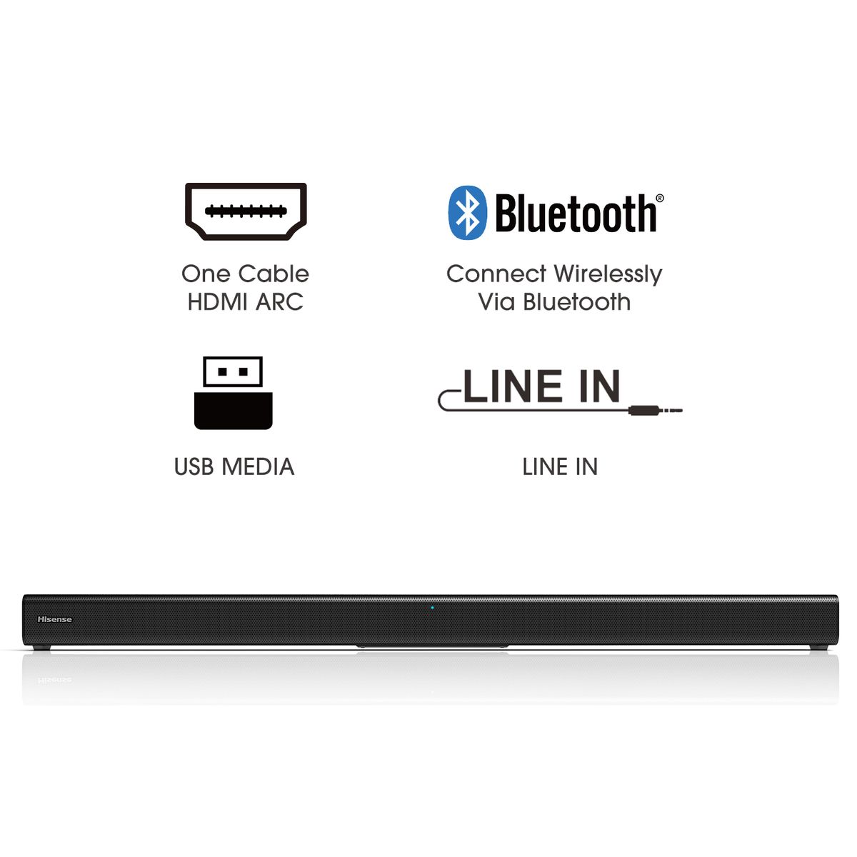 Hisense HS205 2.0 Channel Bluetooth Soundbar (UNBOXED DEAL)