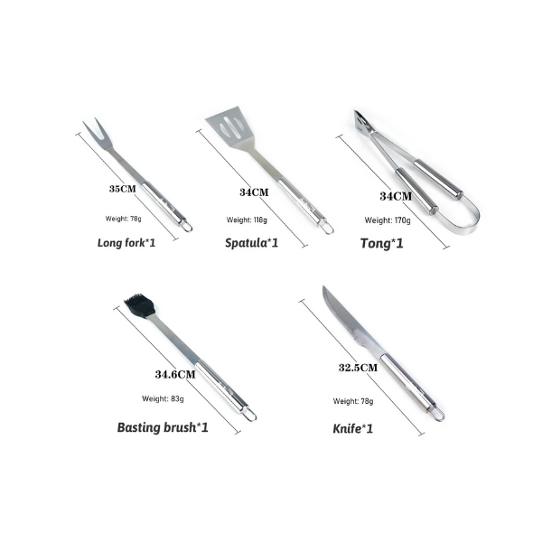Boltex Stainless Steel BBQ / Braai tool set - 5 Piece