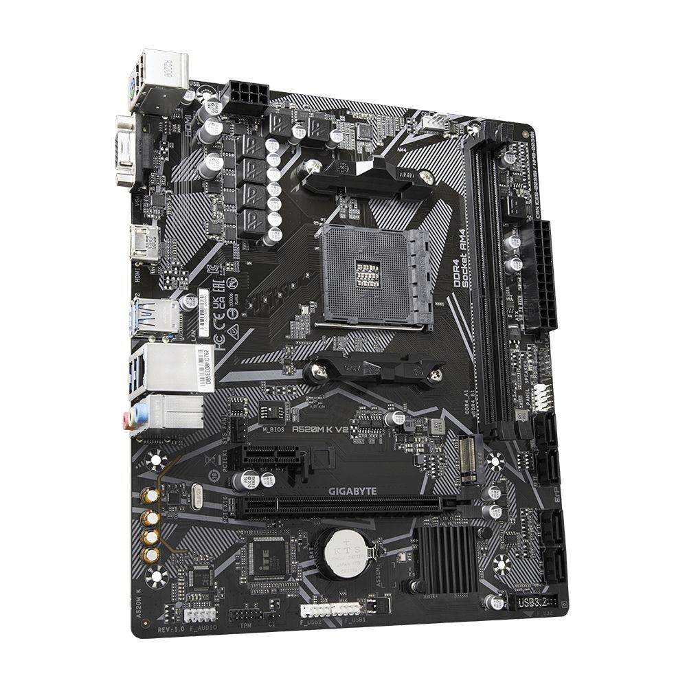 GIGABYTE AMD A520M-K for 3rd/4th/5th Generation AMD Ryzen™ processors; 2x Dual DDR4; 1x M2; HDMI; VGA