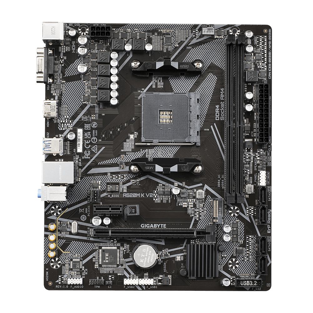 GIGABYTE AMD A520M-K for 3rd/4th/5th Generation AMD Ryzen™ processors; 2x Dual DDR4; 1x M2; HDMI; VGA