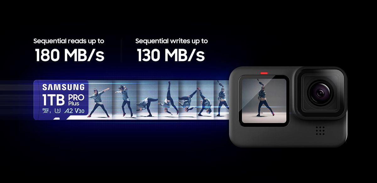 Samsung MB-MD512SA PRO Plus microSDXC 512GB Memory Card; Read : up to 180MB/s Write : up to 130MB/s  with UHS-1 interface; Speed