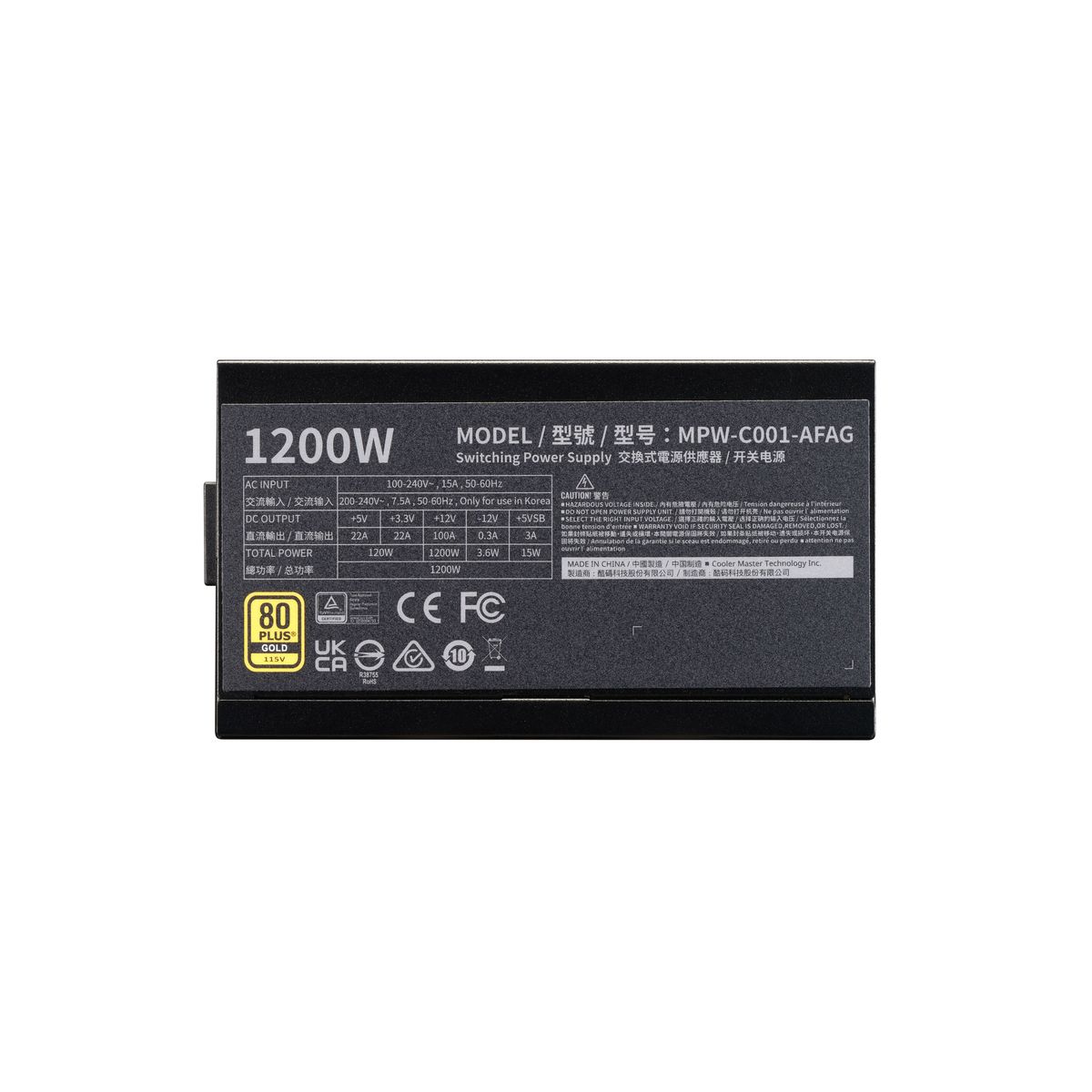 Cooler Master ELITE GOLD 1200W ATX3.1 F/Mod PSU W/135mm FDB Fan - Black