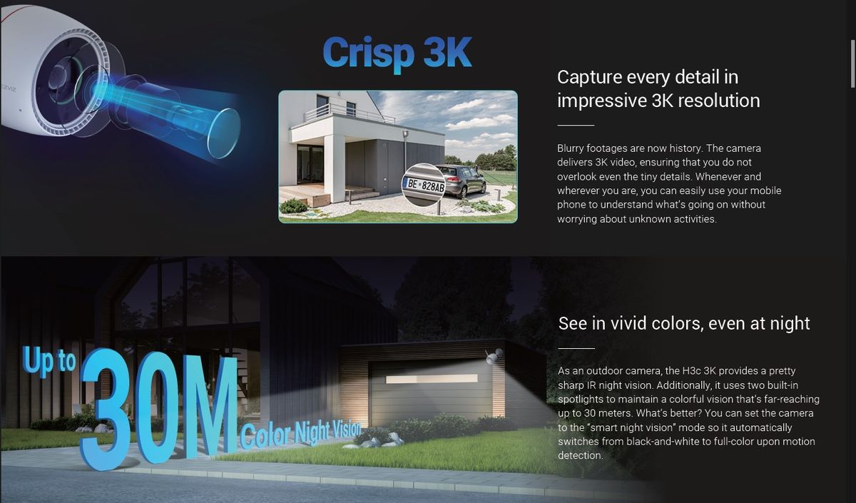 EZVIZ H3C 3K (5MP) Wi-Fi AI Colour Night Smart Home Outdoor Camera