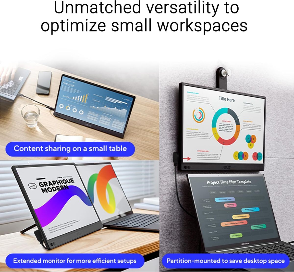 ASUS ZenScreen MB169CK Portable USB Monitor- 16 inch (15.6 inch viewable); Full HD; IPS; dual USB Type-C; Flicker Free; Blue Lig