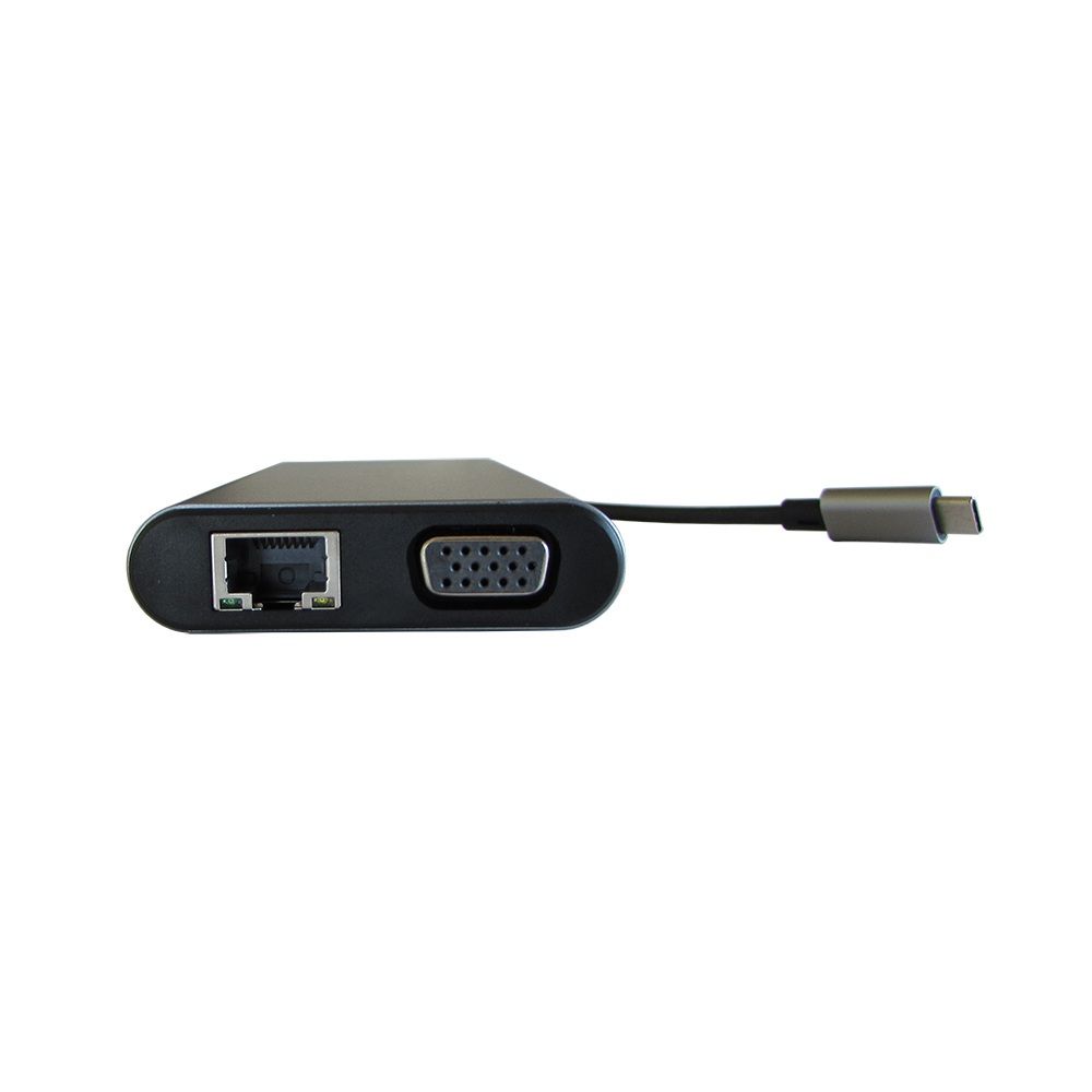 Type C Universal Docking Station W/ VGA x1/ HDMI x1/ USB3.0 x3/ TF&SD/ RJ45 x1/ Audio Jack/ PD Support up to 100W/ cable in15cm.