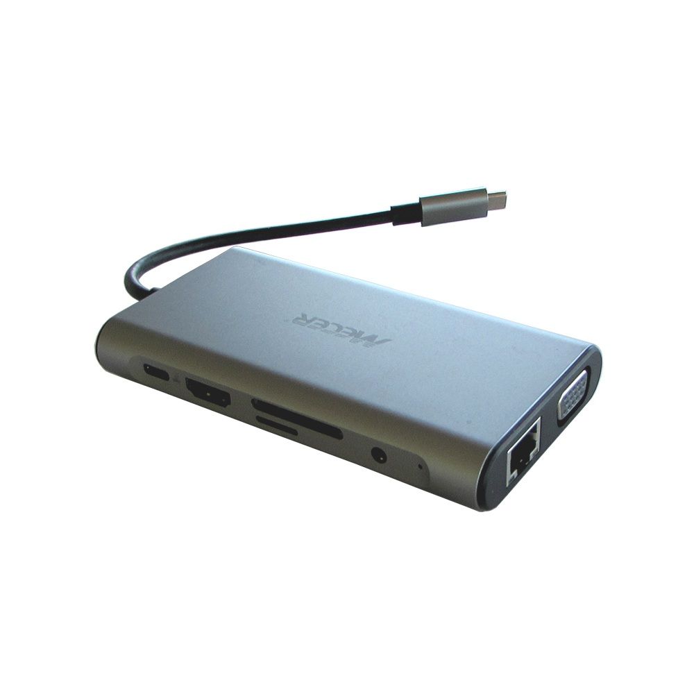 Type C Universal Docking Station W/ VGA x1/ HDMI x1/ USB3.0 x3/ TF&SD/ RJ45 x1/ Audio Jack/ PD Support up to 100W/ cable in15cm.