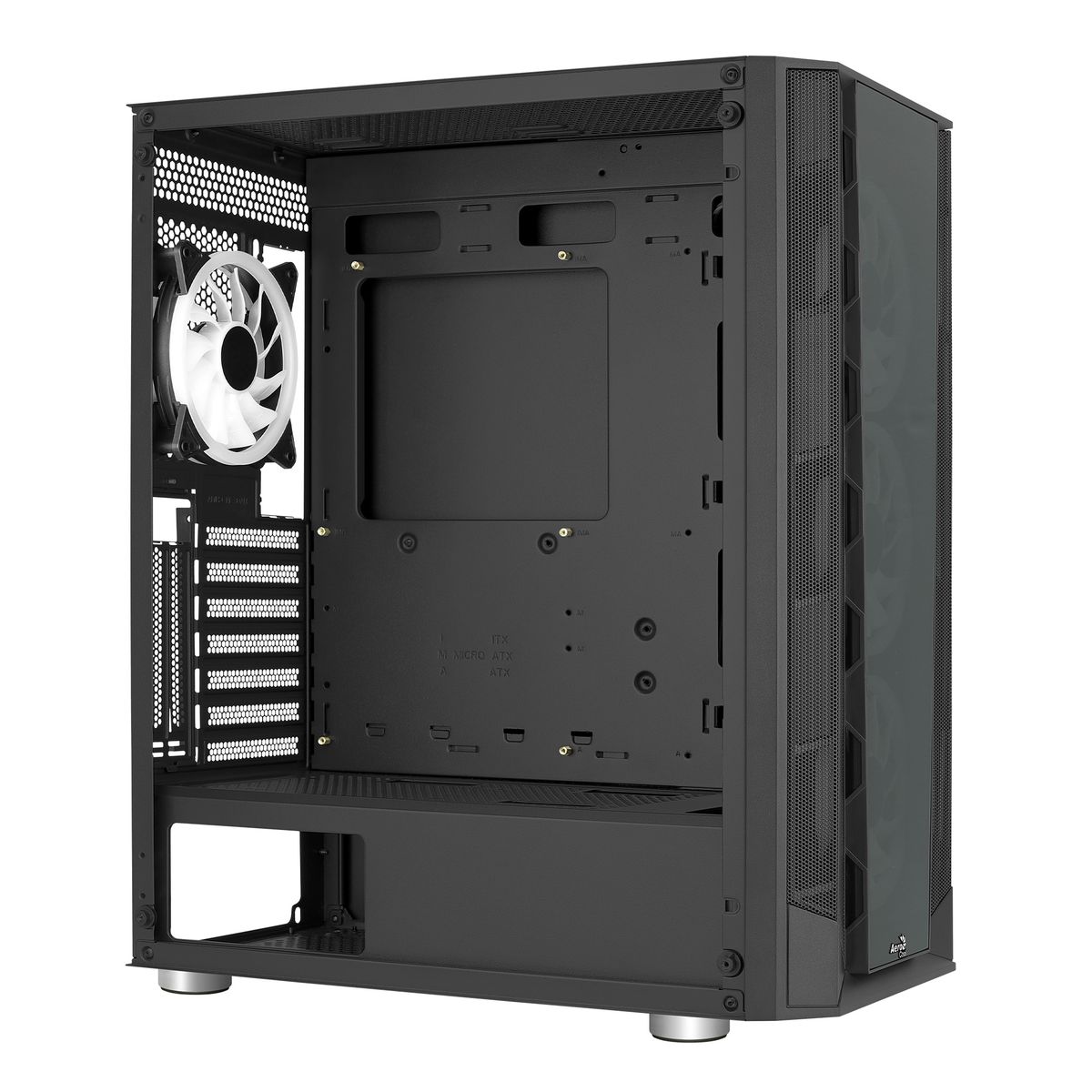 Aerocool Prism ARGB Black Mid tower case - 120mm ARGB Fan x 4; 6-port ARGB control hub - ATX - 2x 2.5'' or 2x3.5'' - 360 Radiato