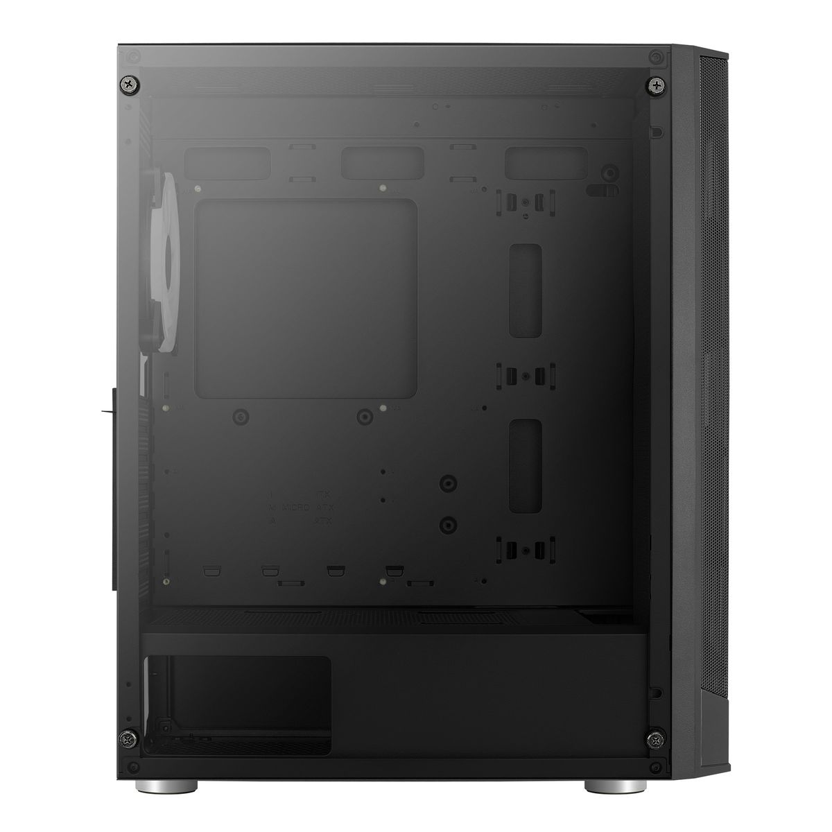 Aerocool Prism ARGB Black Mid tower case - 120mm ARGB Fan x 4; 6-port ARGB control hub - ATX - 2x 2.5'' or 2x3.5'' - 360 Radiato