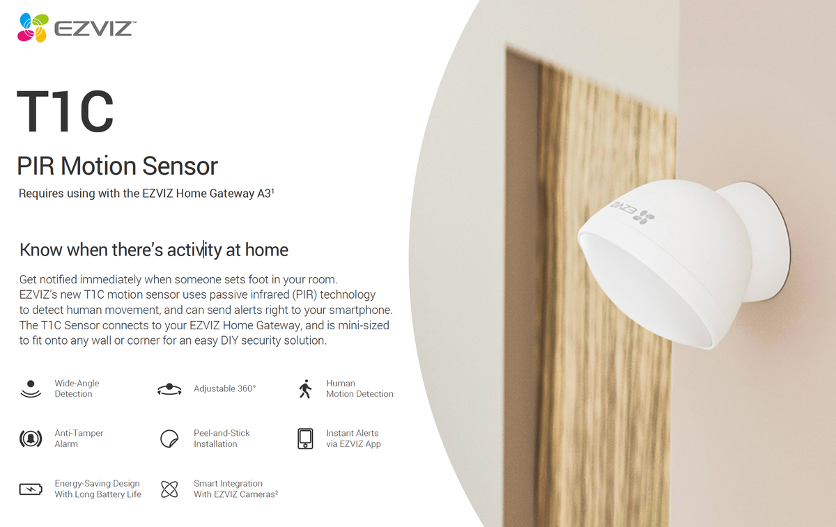 EZVIZ T1C PIR Motion Sensor for A3 Gateway