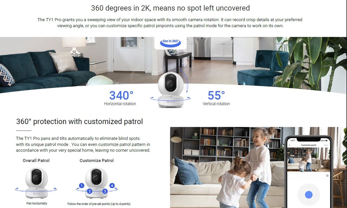 EZVIZ  TY1 PRO 3MP  INDOOR  CAMERA & Hikvision 32GB Micro SD Card (UNBOXED DEAL)