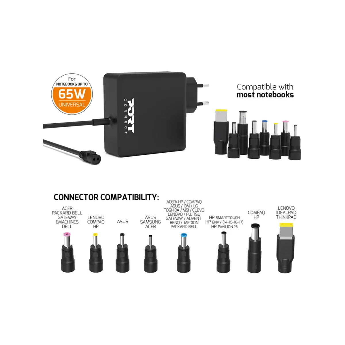 PORT UNIVERSAL POWER SUPPLY RETAIL 65 W - EU-0