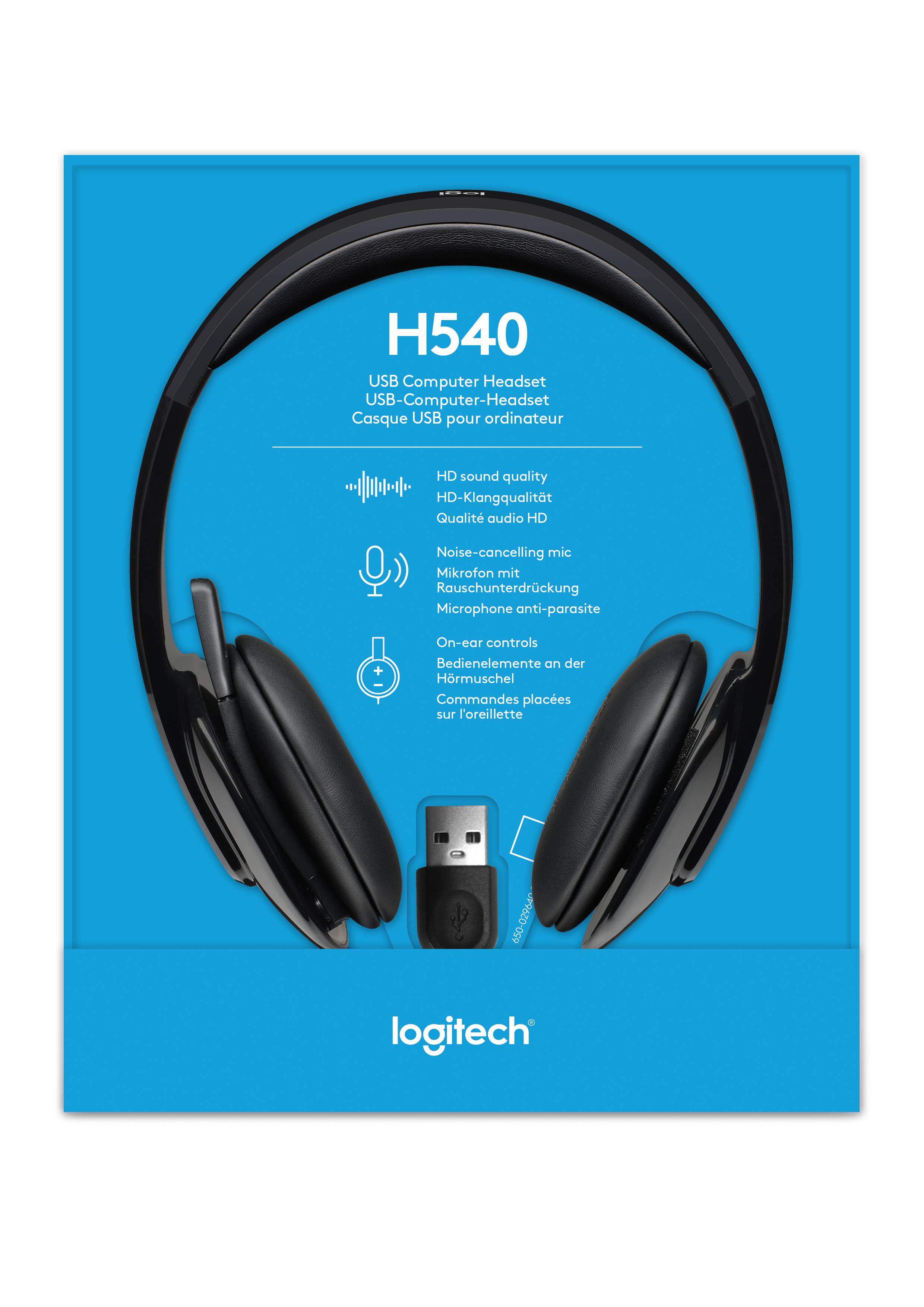 Logitech Headset H540 USB Headset Laser Tuned Drivers Comfortable Padding On Ear Audio Controls  Plug & Play