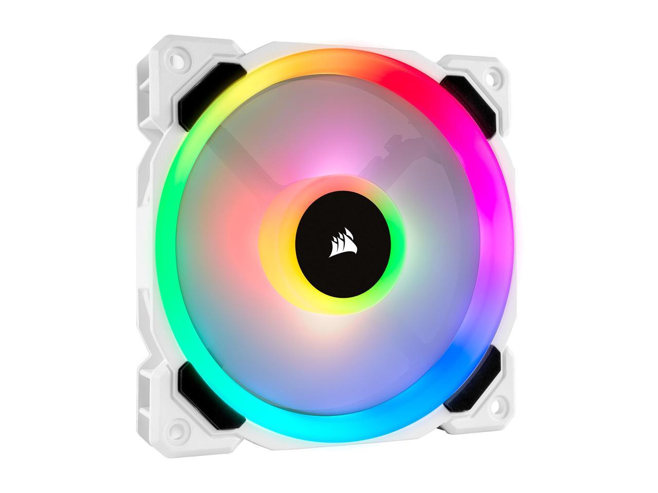 Corsair LL Series CO-9050092-WW LL120 RGB, 120mm Dual Light Loop RGB LED PWM Fan, 3 Fan Pack with Lighting Node PRO, White.
