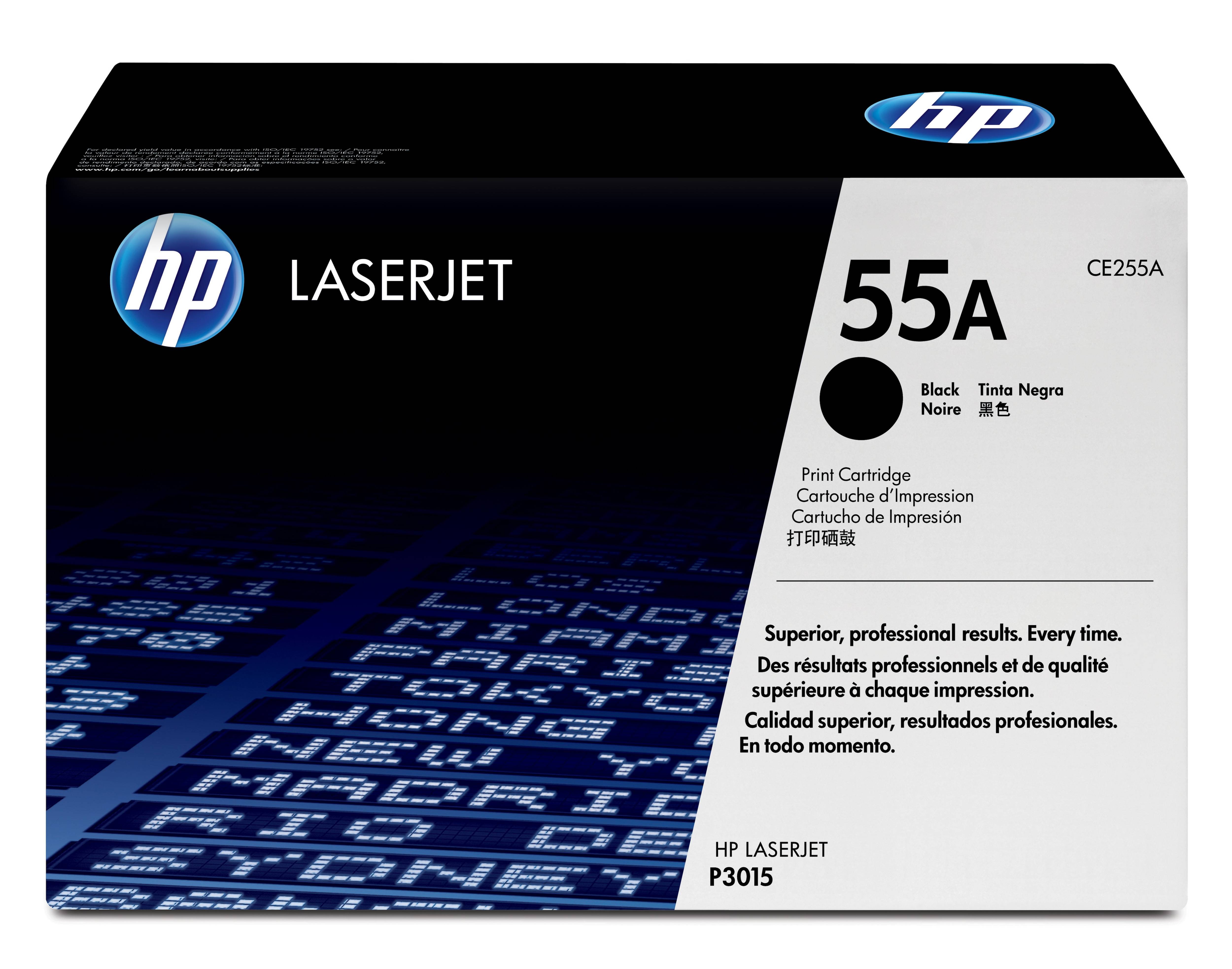 HP 55A Black Original LaserJet Toner Cartridge;6;000 pages. . (Mono LaserJet P3015/ M521).